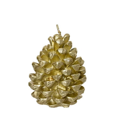 Metallic Gold Pinecone Wax Candle 9cm