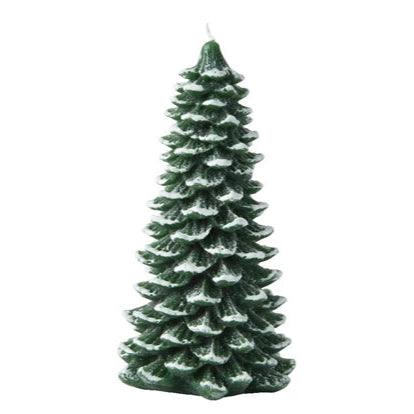 Green Snowy Christmas Tree Candle 16.5cm