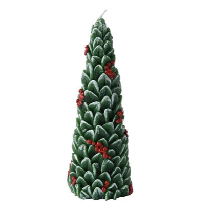 Berry and Leaf Christmas Tree Candle 21cm