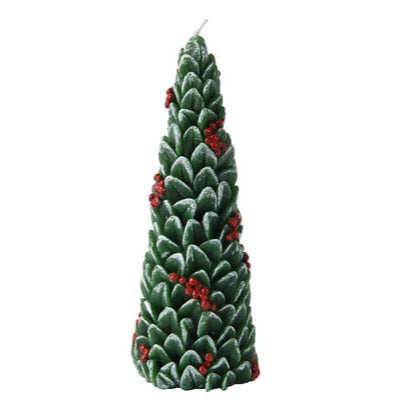 Berry and Leaf Christmas Tree Candle 15cm