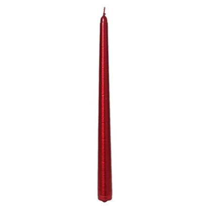 Pack of 12 Metallic Red Wax Dinner Candles
