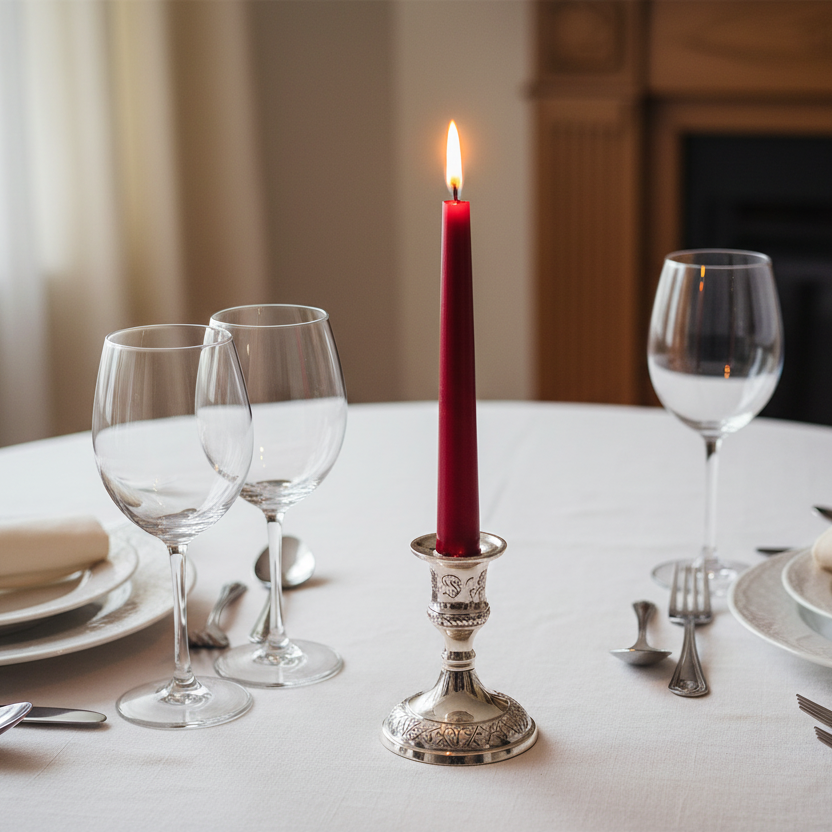 Pack of 12 Metallic Red Wax Dinner Candles