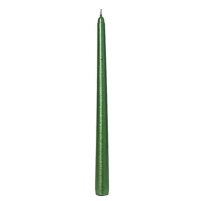 Pack of 12 Metallic Green Wax Dinner Candles