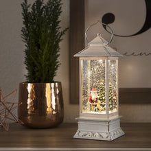 Load image into Gallery viewer, Konstsmide White Distressed Water Lantern with Santa and Dog Scene
