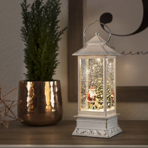 Konstsmide White Distressed Water Lantern with Santa and Dog Scene