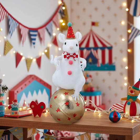 Gisela Graham Circus Mouse on Ball Ornament