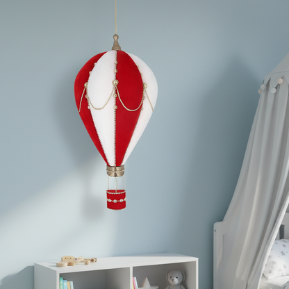 Red and White Hot Air Balloon Wall Plaque Decoration