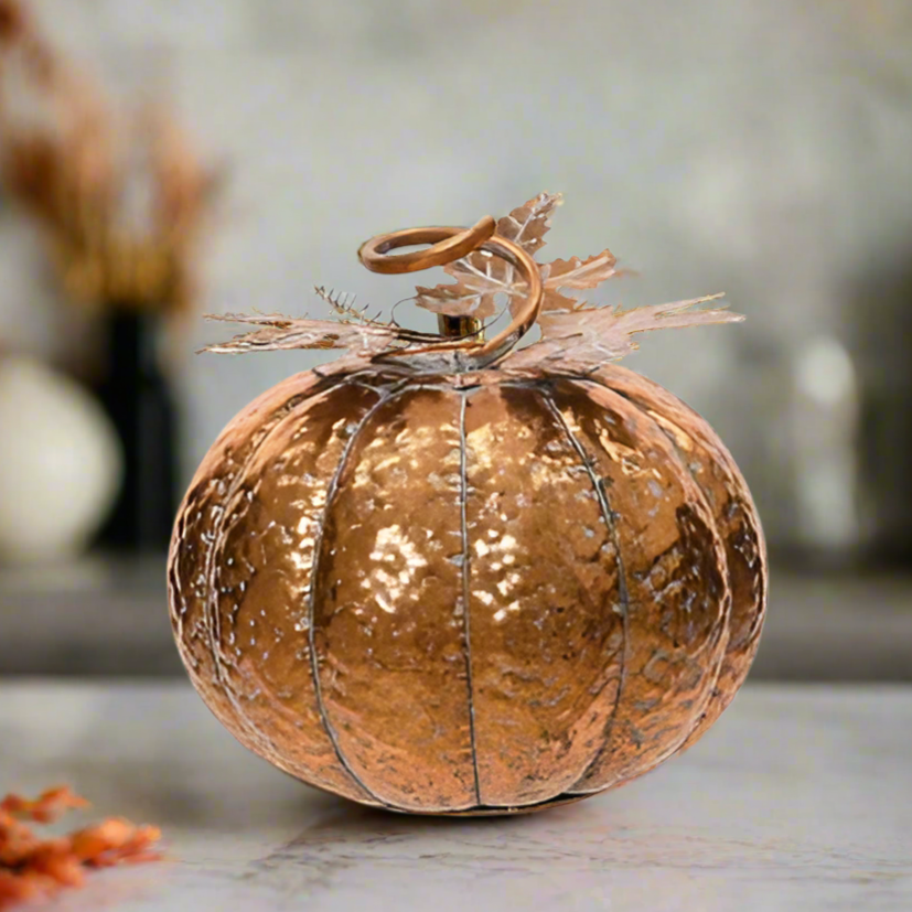 Antique Gold Metal Pumpkin