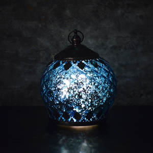 Small Blue Glass LED Lantern