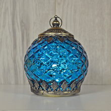 Load image into Gallery viewer, Small Blue Glass LED Lantern
