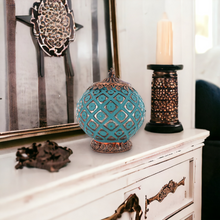 Load image into Gallery viewer, Blue Glass Moroccan Style LED Lantern
