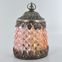 Load image into Gallery viewer, Small Vintage Style Smokey Pink LED Lantern
