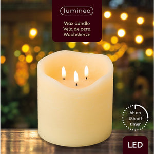 Cream 3 Wick LED Christmas Candle 15cm