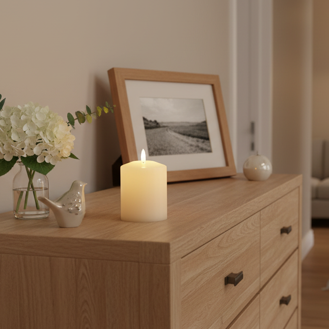 Cream Church Candle LED Wick 11.5cm x 7.5cm