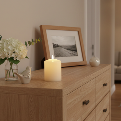 Cream Church Candle LED Wick 11.5cm x 7.5cm