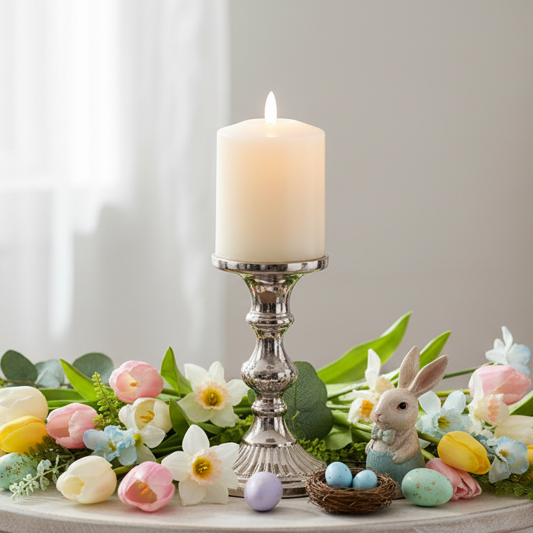 Cream Church Candle LED Wick 11.5cm x 7.5cm