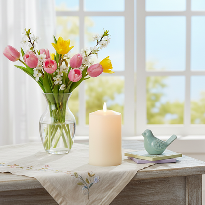 Cream Church Candle LED Wick 14.5cm x 7.5cm