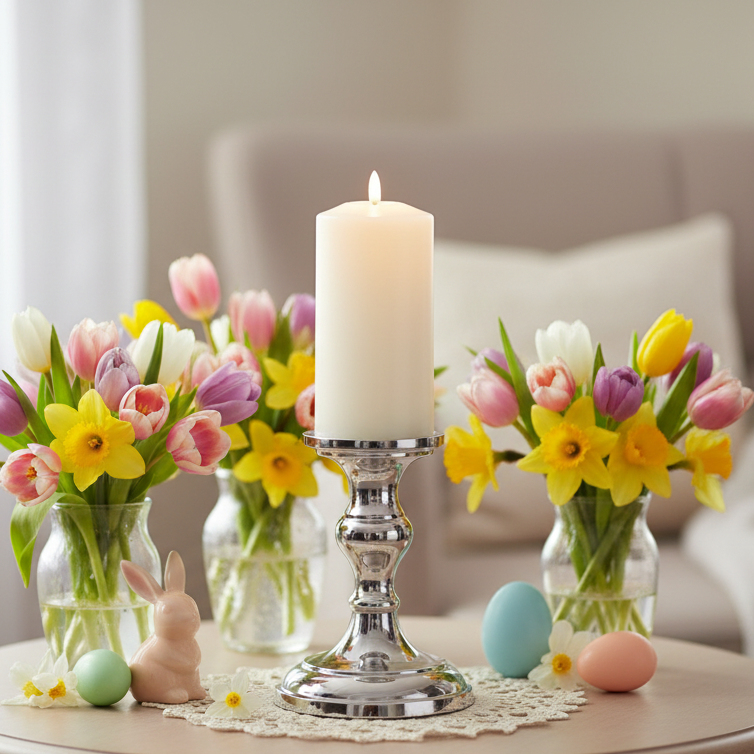 Cream Church Candle LED Wick 17.5 x 7.5cm