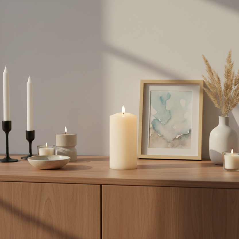 Cream Church Candle LED Wick 17.5 x 7.5cm