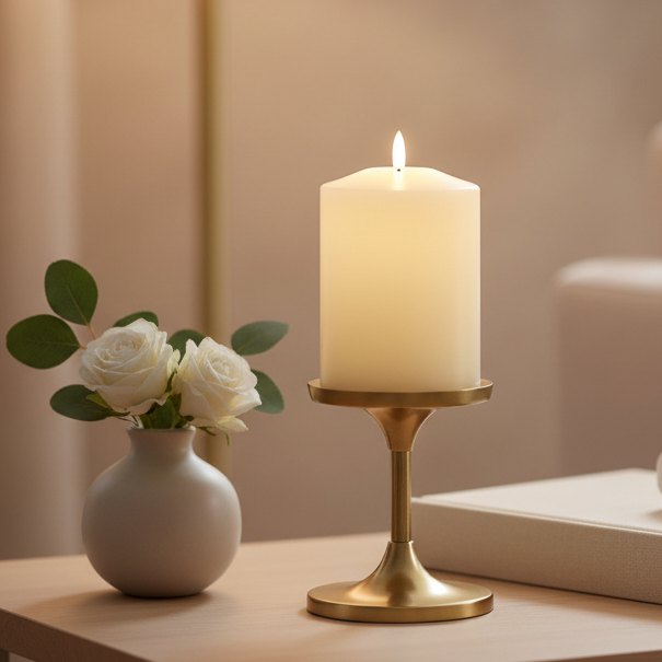 Cream Church Candle LED Wick 16cm x 10cm