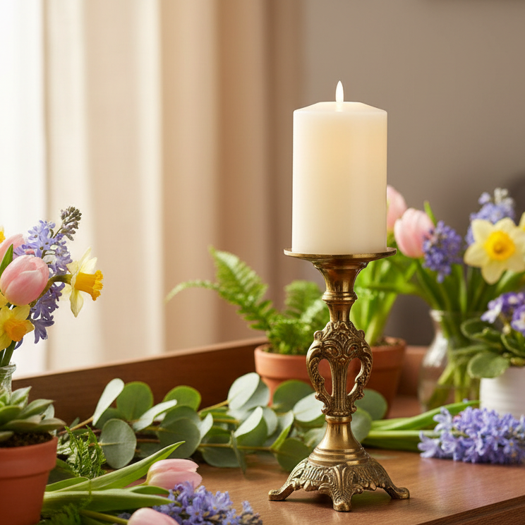 Cream Church Candle LED Wick 19cm x 10cm