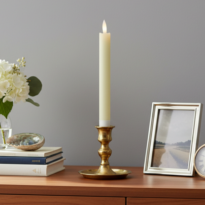Set of 2 Cream LED Wick Wave Top Dinner Candle 20cm