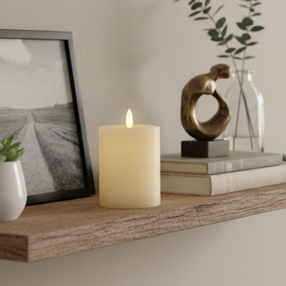 Cream LED Wick Flat Top Wax Candle 11.2cm x 7cm