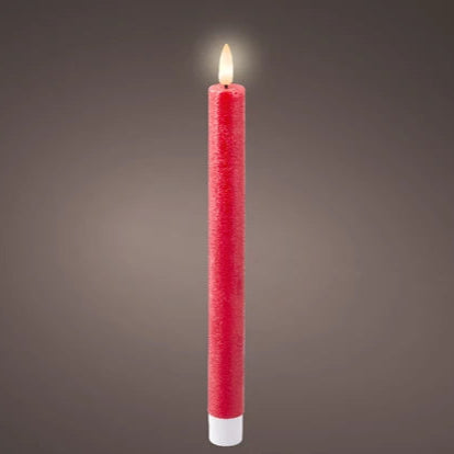 Set of 2 Red Flat Top LED Wax Dinner Candle