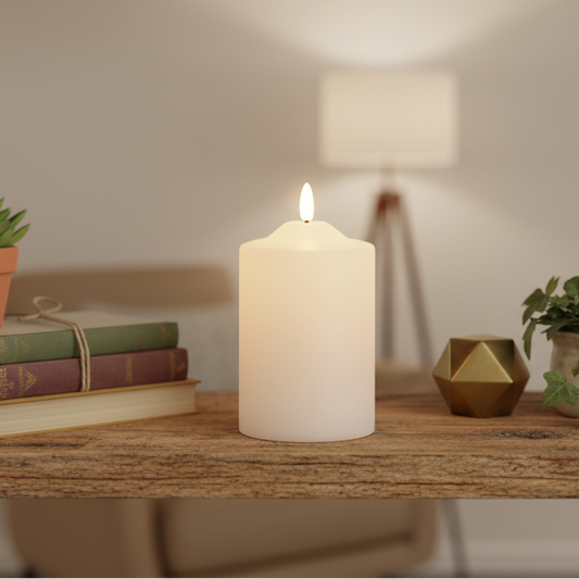 White Church Christmas Candle LED Wick 15cm x 7.5cm