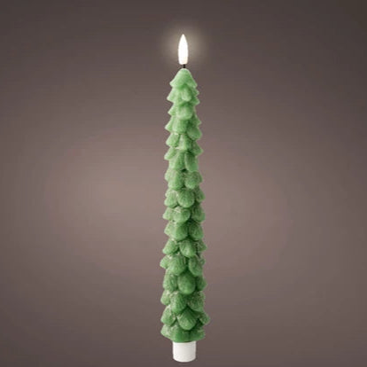 Green Christmas Tree Wax LED Wick Dinner Candle