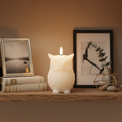 White Owl LED Wick Wax Candle