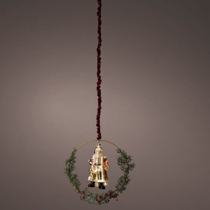 Lumineo LED Glass Santa Hanging Wreath