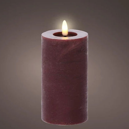 Oxblood LED Wick Flat Top Candle 15cm