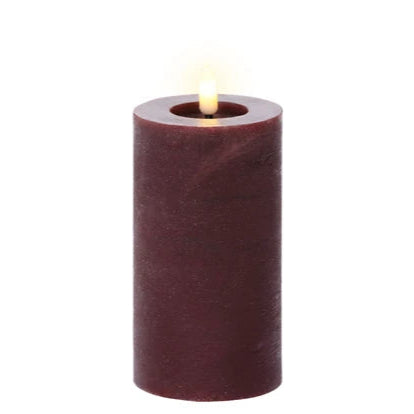 Oxblood LED Wick Flat Top Candle 15cm