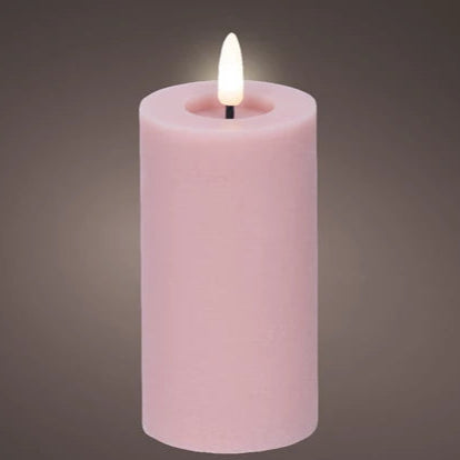 Pink LED Wick Flat Top Candle 15cm x 7cm