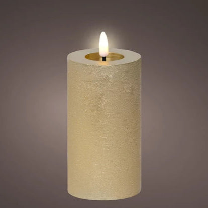 Gold LED Wick Flat Top Candle 15cm