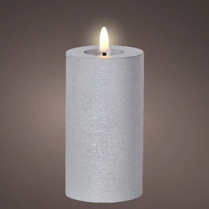Silver LED Wick Flat Top Candle 15cm