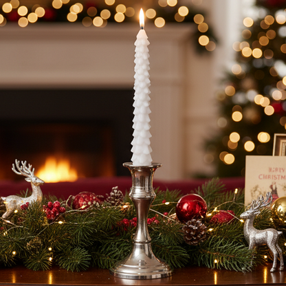 White Christmas Tree Wax LED Wick Dinner Candle
