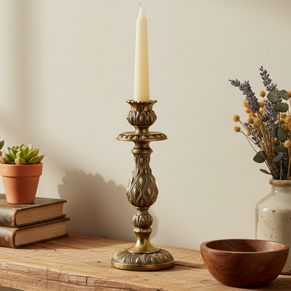 Gold Peacock Pattern Candlestick Holder