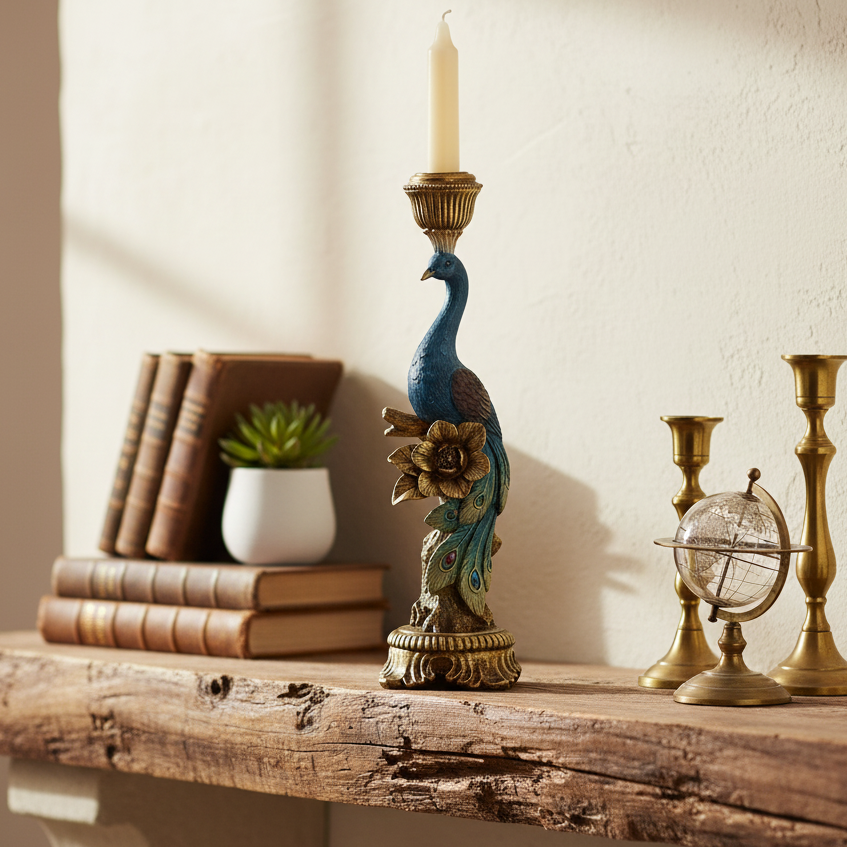 Peacock Candlestick Holder