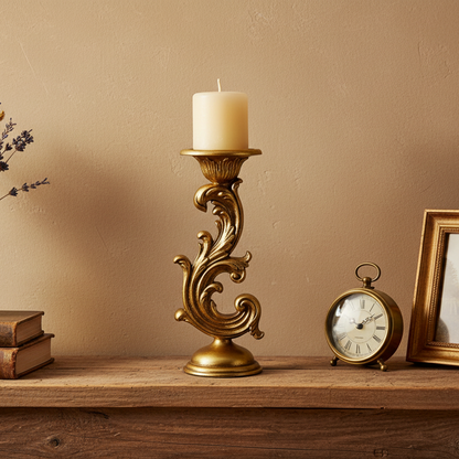Vintage Style Gold Scroll Candle Holder