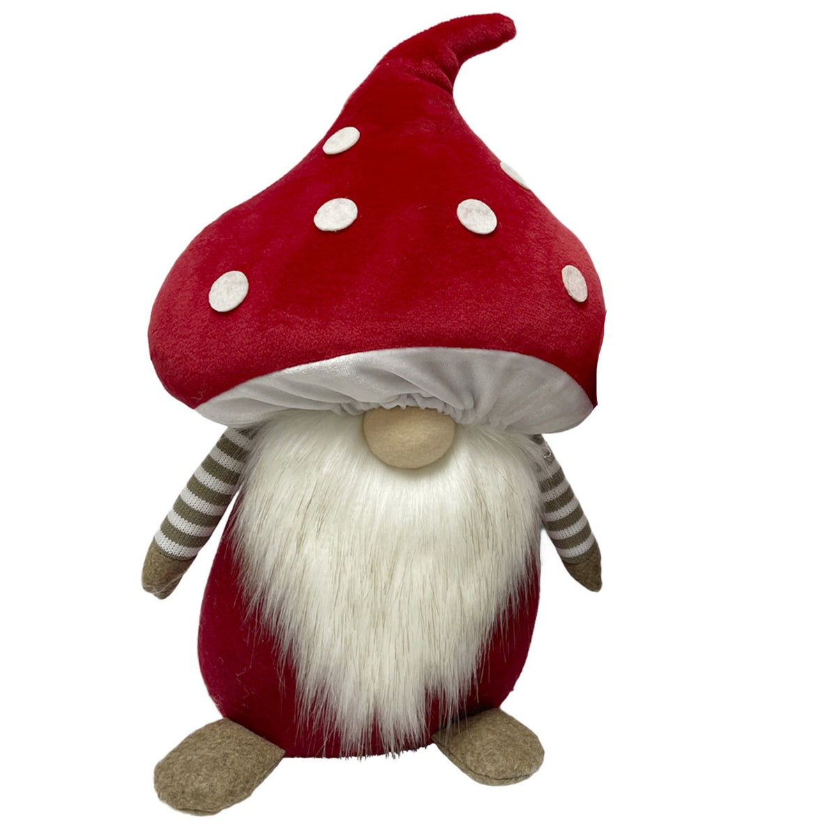 one gnome doorstop with red hat on a white background
