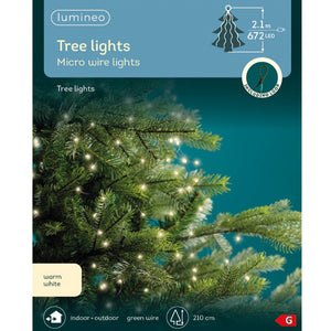 Lumineo Warm White Green Cable Tree Lights 210cm