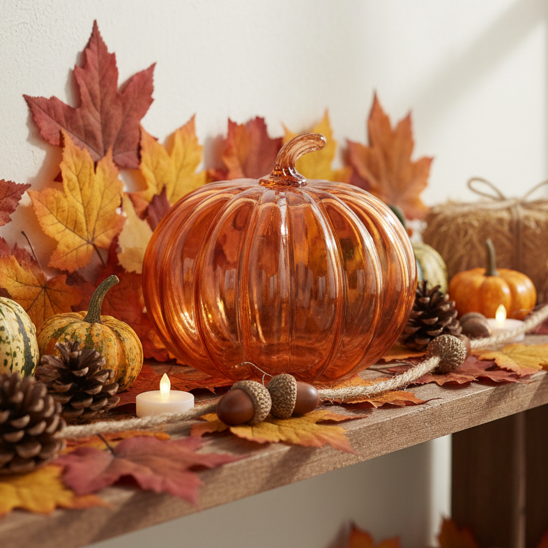 Orange Glass Pumpkin Ornament
