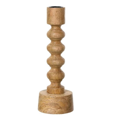 Mango Wood Candlestick Holder 23cm