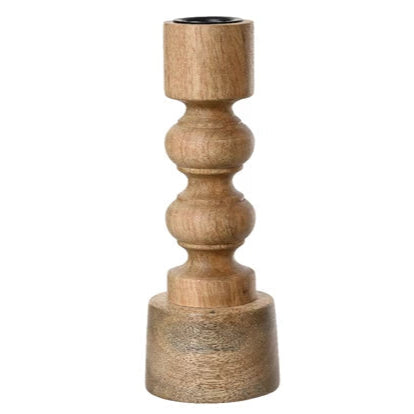 Mango Wood Candlestick Holder 16.5cm