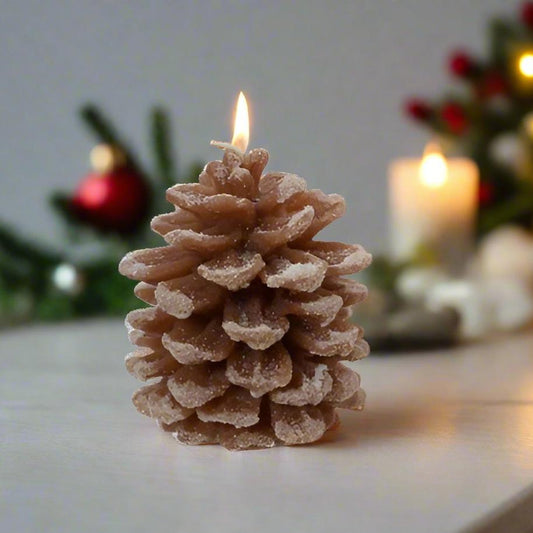 Brown Pinecone Wax Candle 13cm