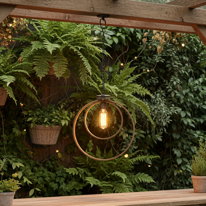 Hanging Two Circle Battery Operated Lamp