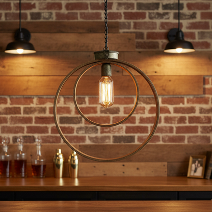 Hanging Two Circle Battery Operated Lamp