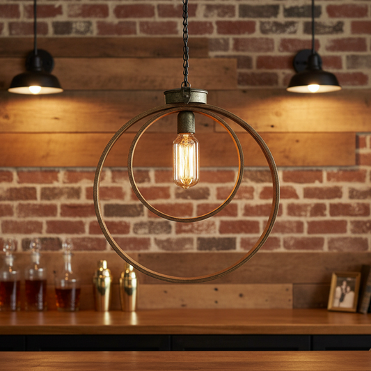 Hanging Two Circle Battery Operated Lamp